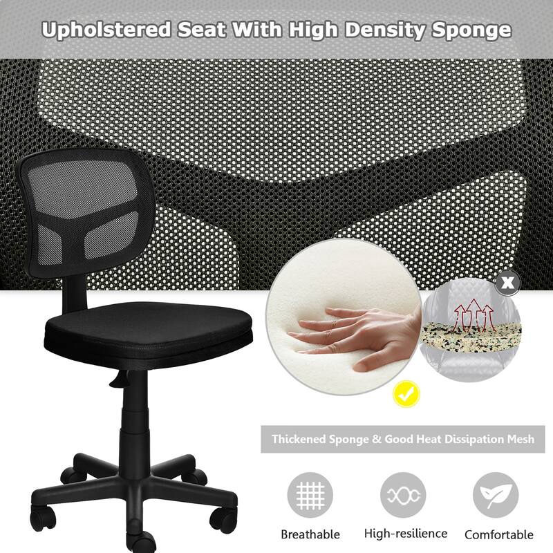 Costway Armless Office Chair Adjustable Swivel Computer Mesh Desk - See details