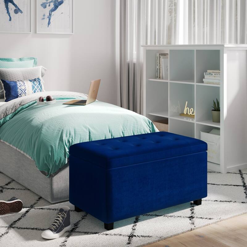 WYNDENHALL Essex 34-in. Wide Rectangular Storage Ottoman - Blue