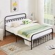 preview thumbnail 10 of 34, Industrial Metal Platform Bed Frame with Headboard Twin/Full/Queen/King Size Bed