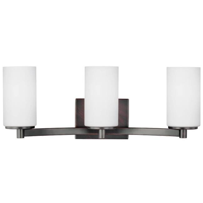 Bellevue Hamel 3 Light 21" Wide Vanity Light with Etched Glass Shade - Burnt Sienna