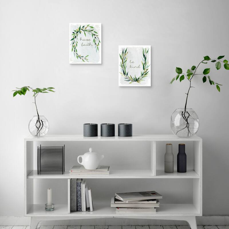 Faith Greenery Wreath & Kind Greenery Wreath Canvas Art Prints