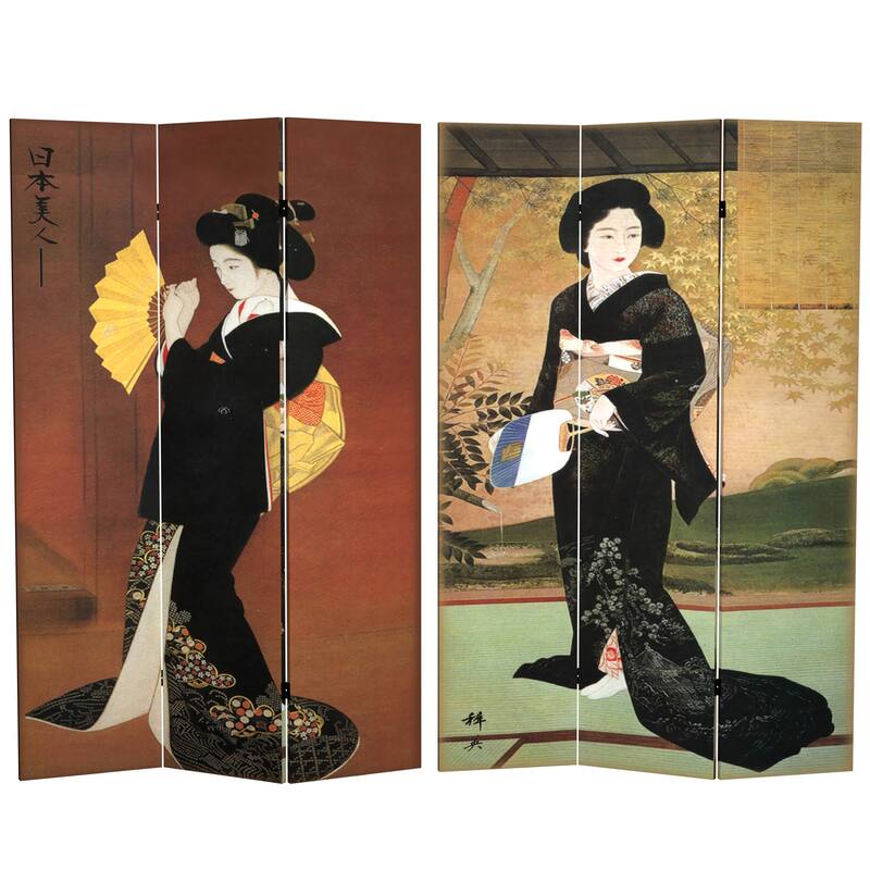 Handmade Canvas Double-sided Japanese Room Divider (China)