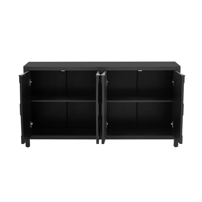 4-Door Console Sideboard with Metal Handles for Living Room or Entryway Storage Solutions
