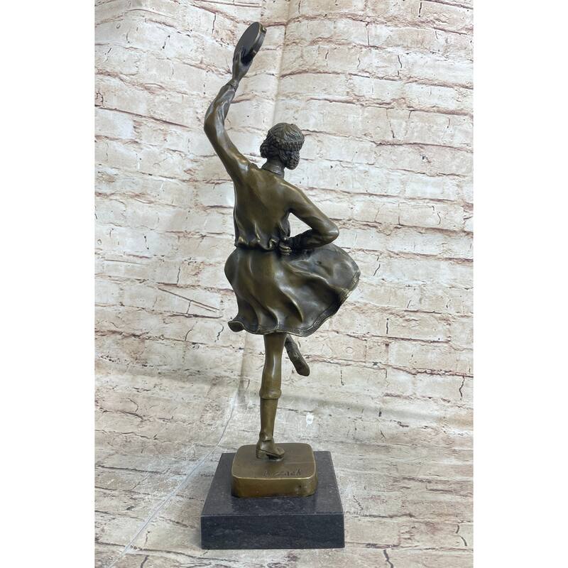 Bruno Zach Russian Tambourine Dancer Bronze Sculpture Statue Figurine