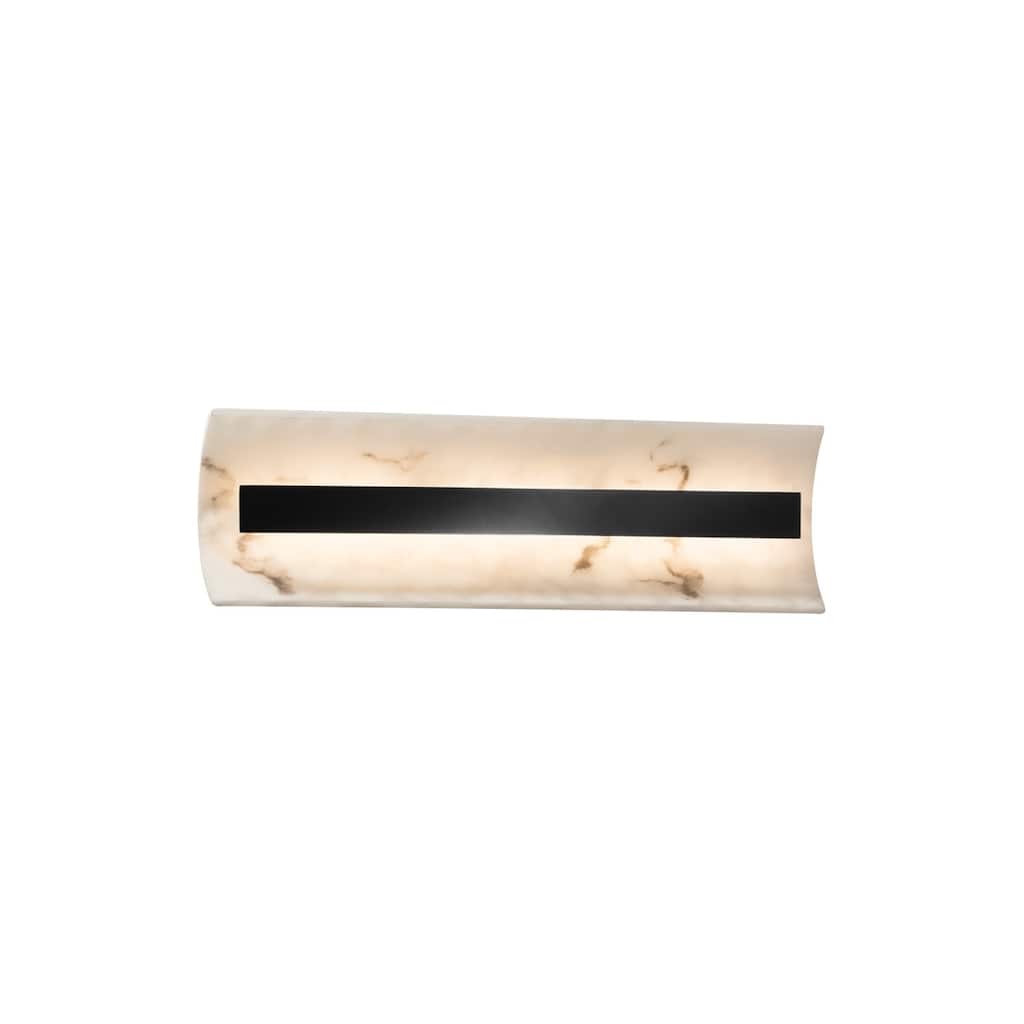 Justice Design LumenAria Contour 21-inch Matte Black ADA LED Wall/ Bath Bar, Faux Alabaster Shade