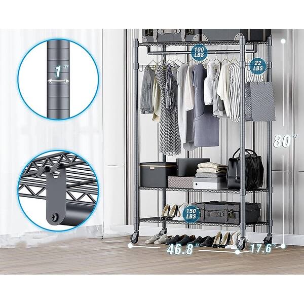 3 Shelves Wire Shelving Clothing Rolling Rack Bed Bath & Beyond