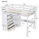 preview thumbnail 9 of 28, Full Size Loft Bed with Built-in Wardrobe and Storage Shelves, Solid Wood Loft Bedframe with Bulit-in Desk and 2 Storage Drawers