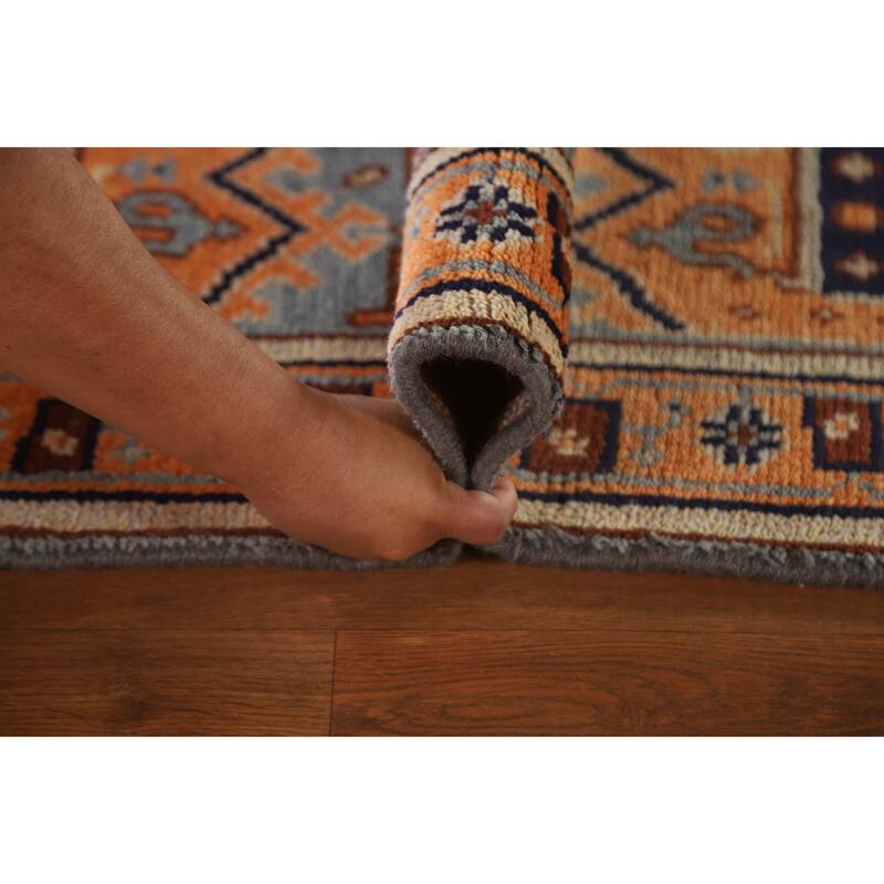Geometric Orange Heriz Serapi Runner Rug Hand-knotted Wool Carpet - 2'8"x 7'11"