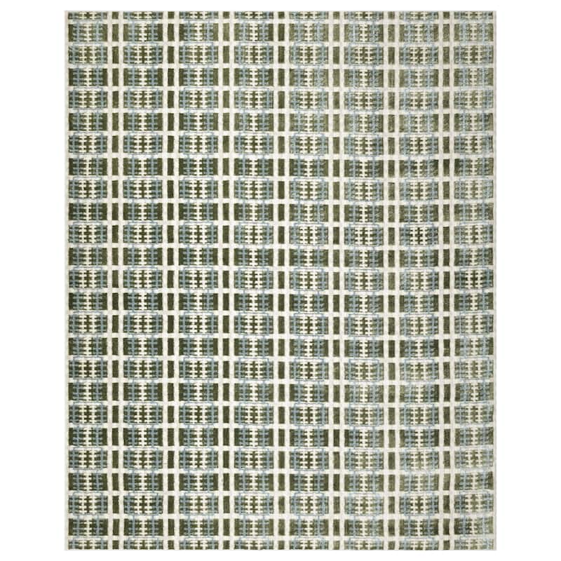 Nourison Nordic Indoor only Grey Geometric Area Rug - 8' x 10' - Blue/Green - Rectangle
