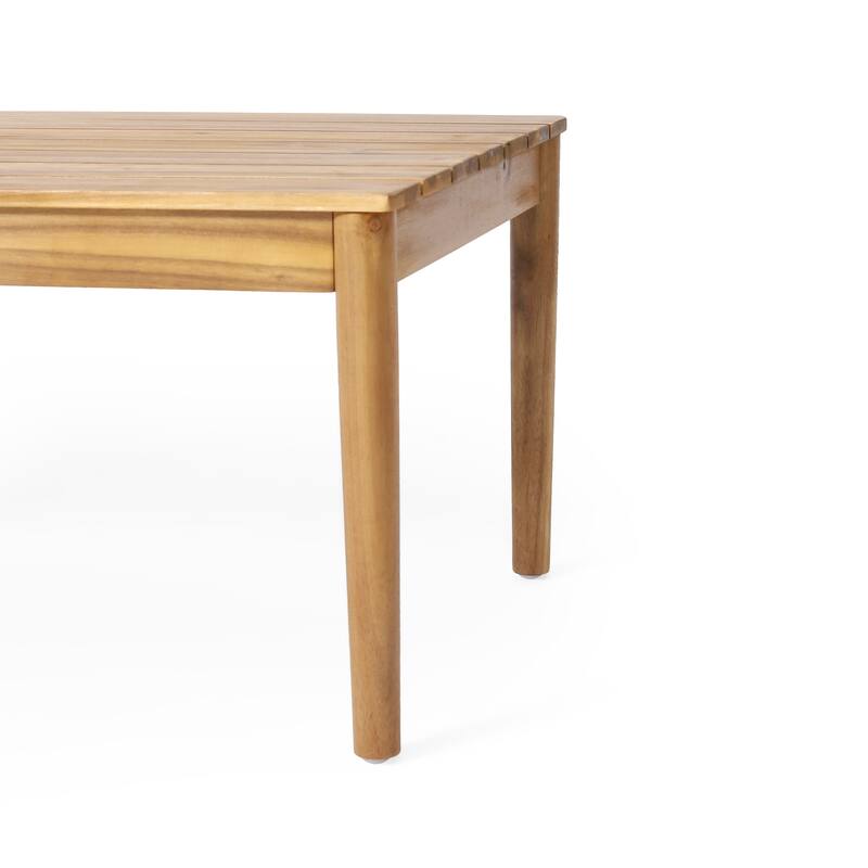 Roomfitters Outdoor Wood Coffee Table with Slatted Top, Weather-Resistant Patio Design for Balconies and Gardens, Teak