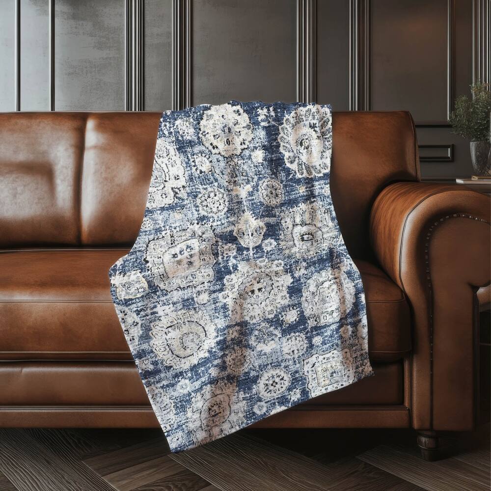 Premium Machine Washable Vintage Persian Sherpa Throw Blanket