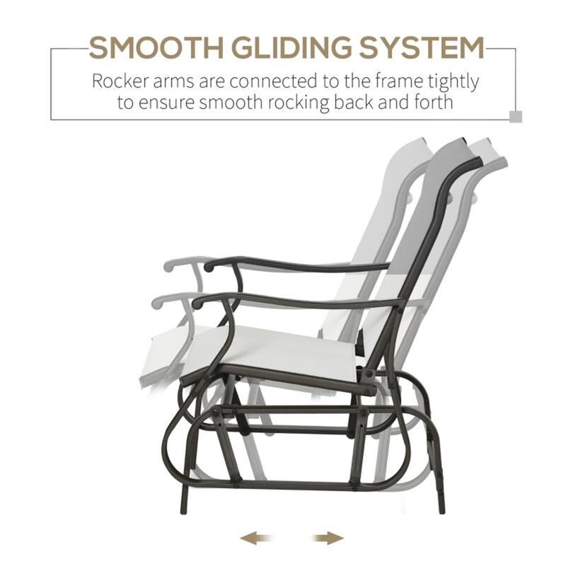 Outdoor Patio Glider Chair with Breathable Mesh Seat and Powder Coated Steel Frame for Garden and Porch