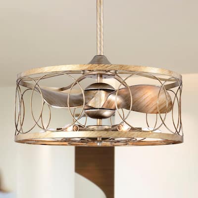 Aglae 25 Inch Antique Silver Finish Modern-Contemporary Style Ceiling Lighted Fandelier with Remote