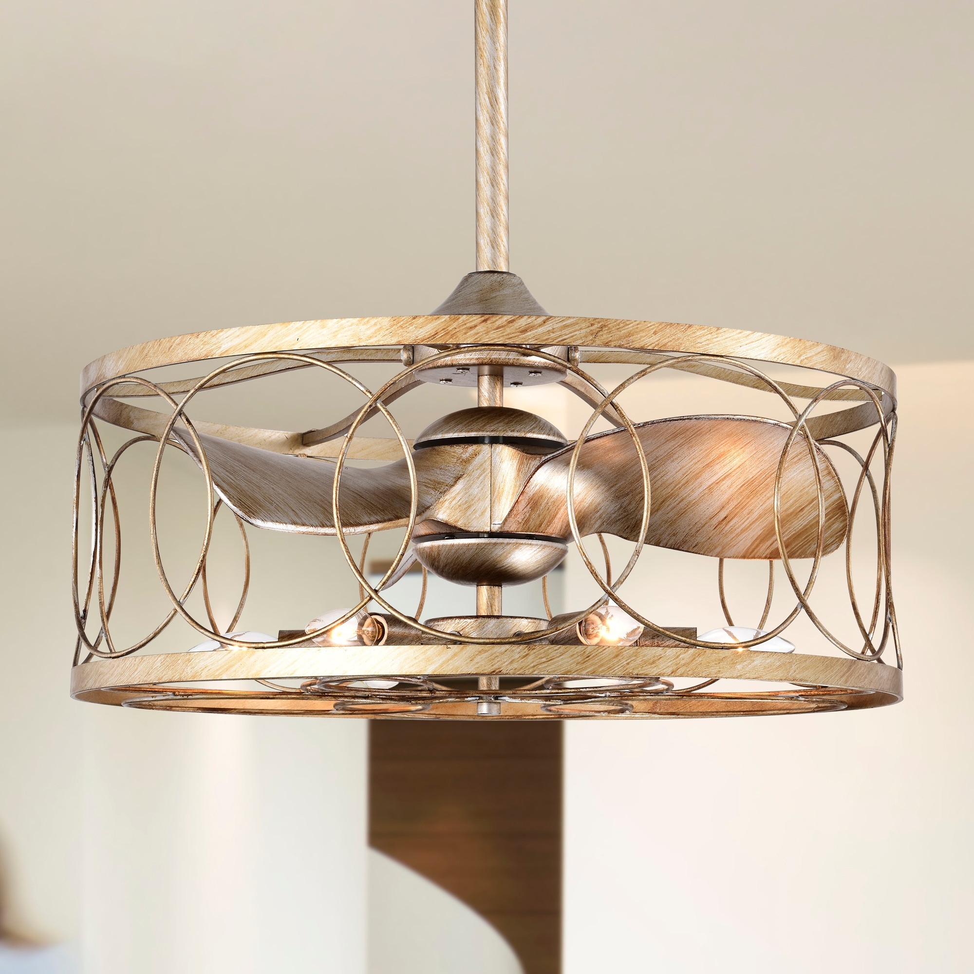 Warehouse of Tiffany Aglae 25 Inch Antique Silver Finish Modern-Contemporary Style Ceiling Lighted Fandelier with Remote