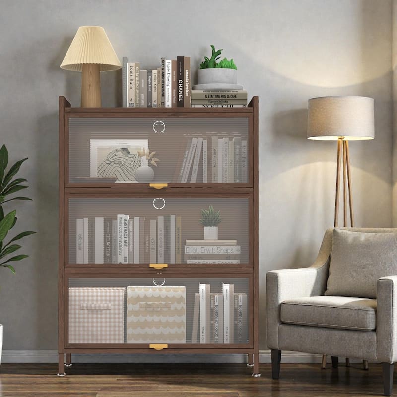 44'' Tall Metal Storage Cabinet with 3 Flip Doors, Steel Organizer for Bedroom, Office, Living Room, Hallway, Entryway