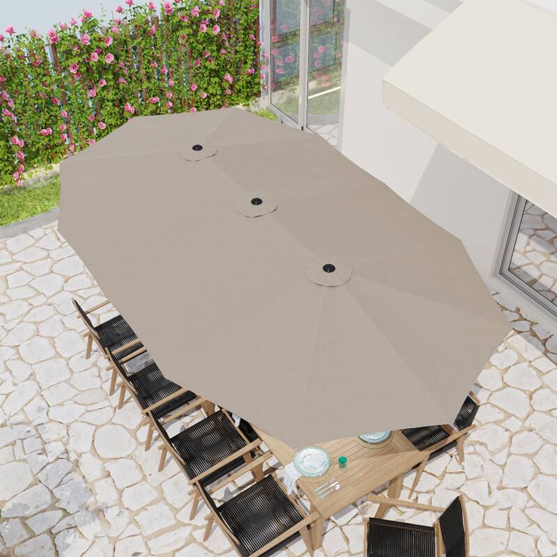 15 - foot Dual - sided Teal Outdoor Umbrella: Durable Polyester Canopy, Sturdy Steel Frame(no base)