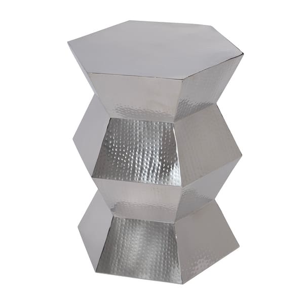 slide 2 of 4, Renzo 16 in. W Stainless Steel Modern End Table Nickel