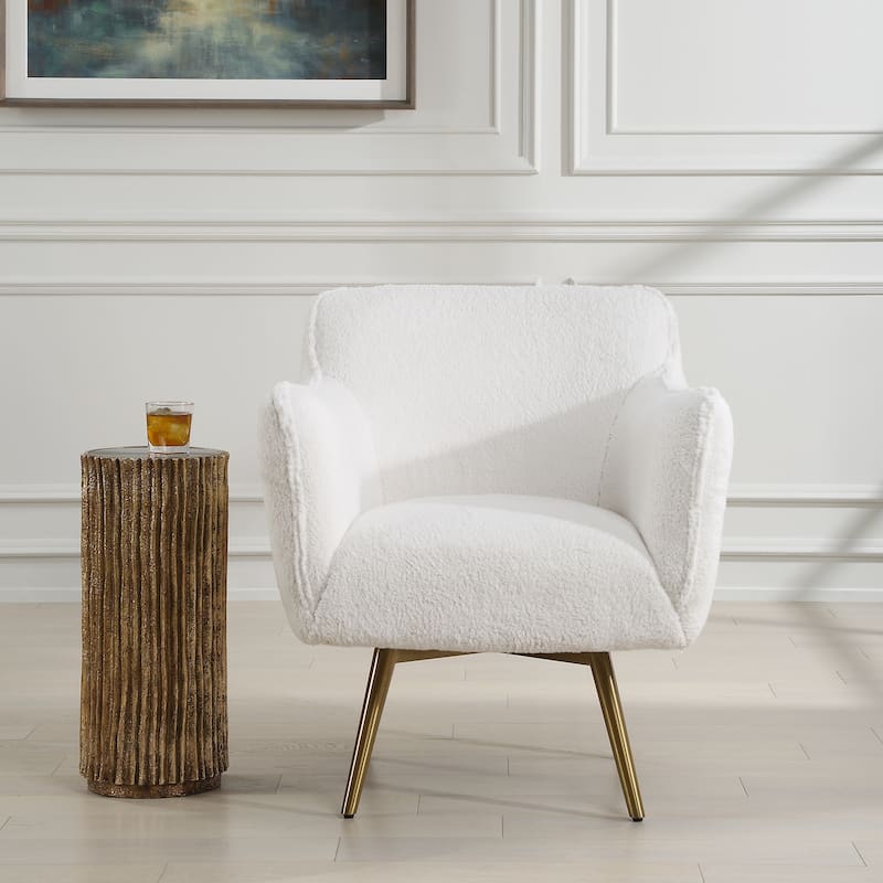 Uttermost Oasis White Swivel Chair - 32" H x 29.5" W x 33.5" D