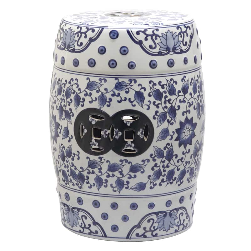 SAFAVIEH Magnolia Blue And White Painting Ceramic Decorative Garden Stool - Blue/White