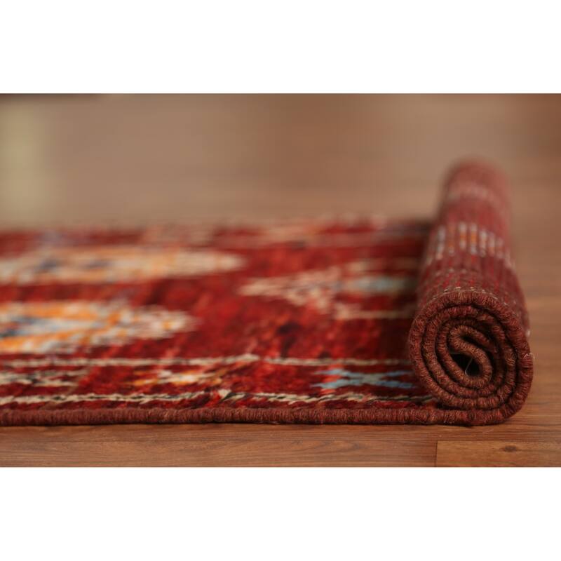 Red Moroccan Oriental Runner Rug Hand-Knotted Wool Carpet - 2'8" x 9'11"