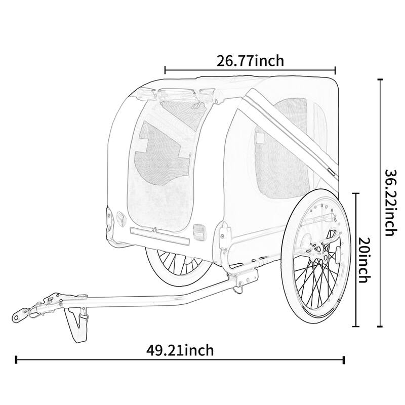 Large Folding Dog Bike Trailer with Steel Frame, 100LB Capacity Pet Bicycle Carrier with 20" Wheels & Rain Cover
