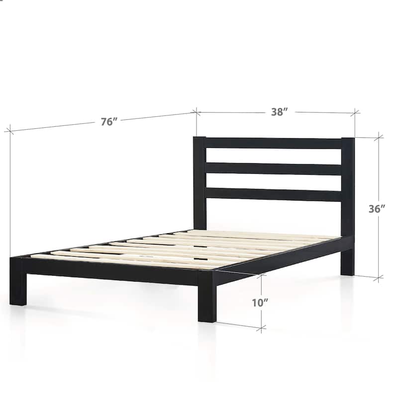 Priage by ZINUS Black Metal Platform Bed Frame with Headboard - Twin