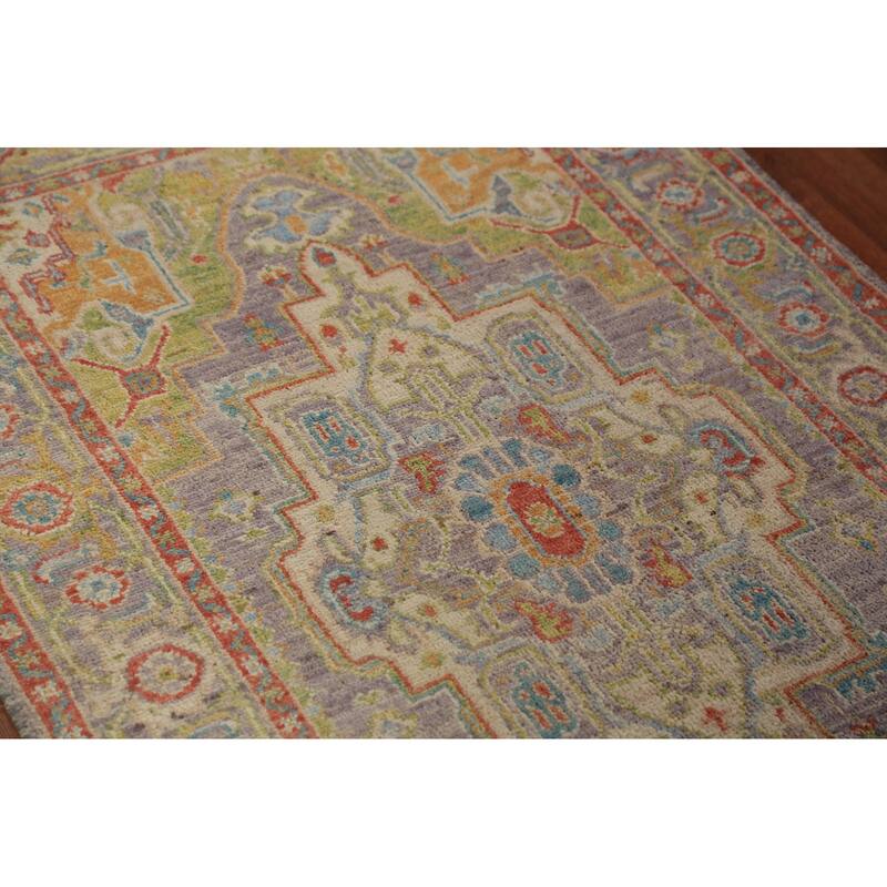 Vegetable Dye Heriz Serapi Oriental Rug Hand-Knotted Grey Wool Carpet - 3'0"x 4'9"