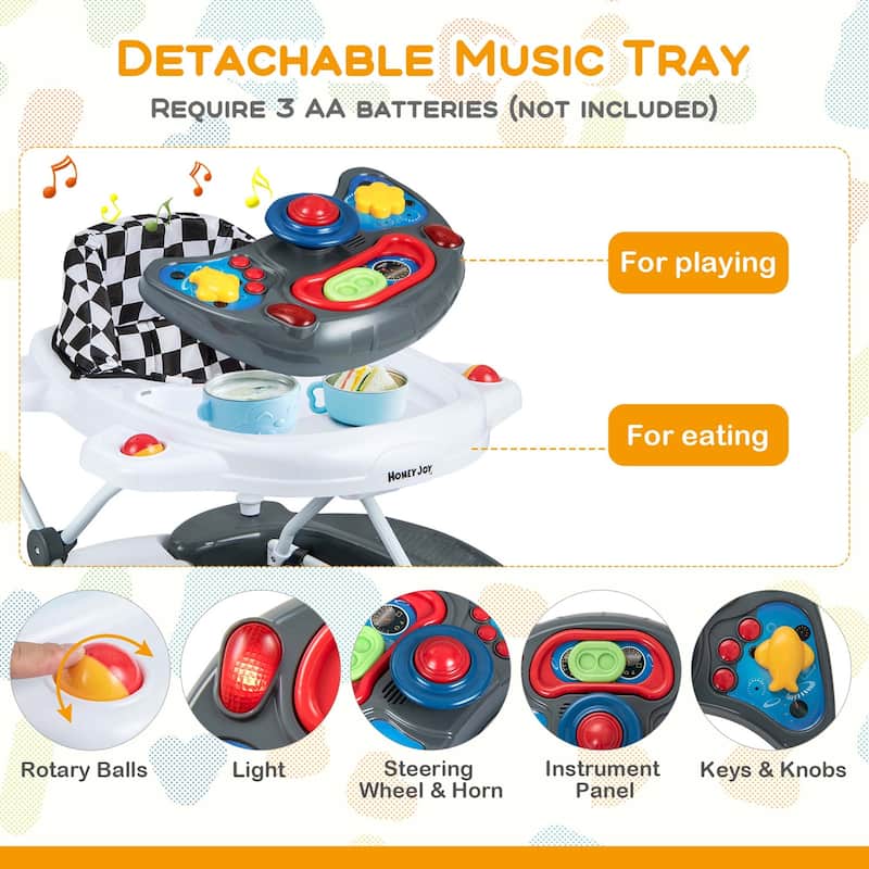 Honeyjoy 6 in 1 Baby Walker Adjustable Toddler Walker & Activity - See Details