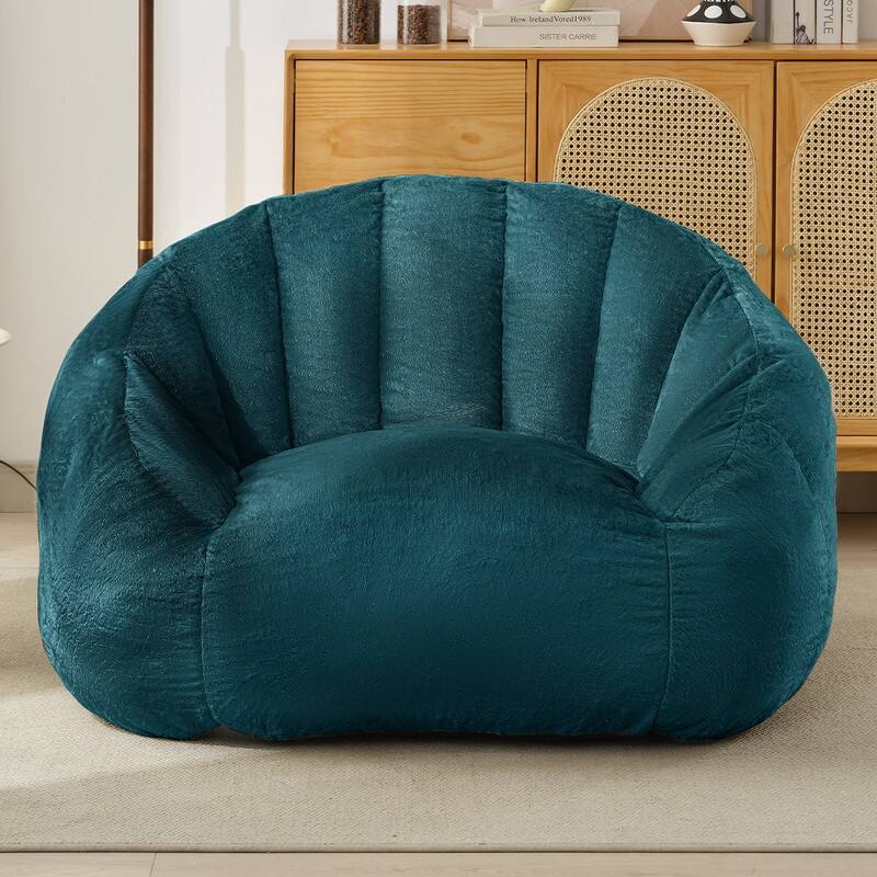 Mixoy Modern Giant Bean Bag Chairs,Shell-Shaped Plush Large Upholstered Floor Sofa Chair,Stuffed Accent Chair