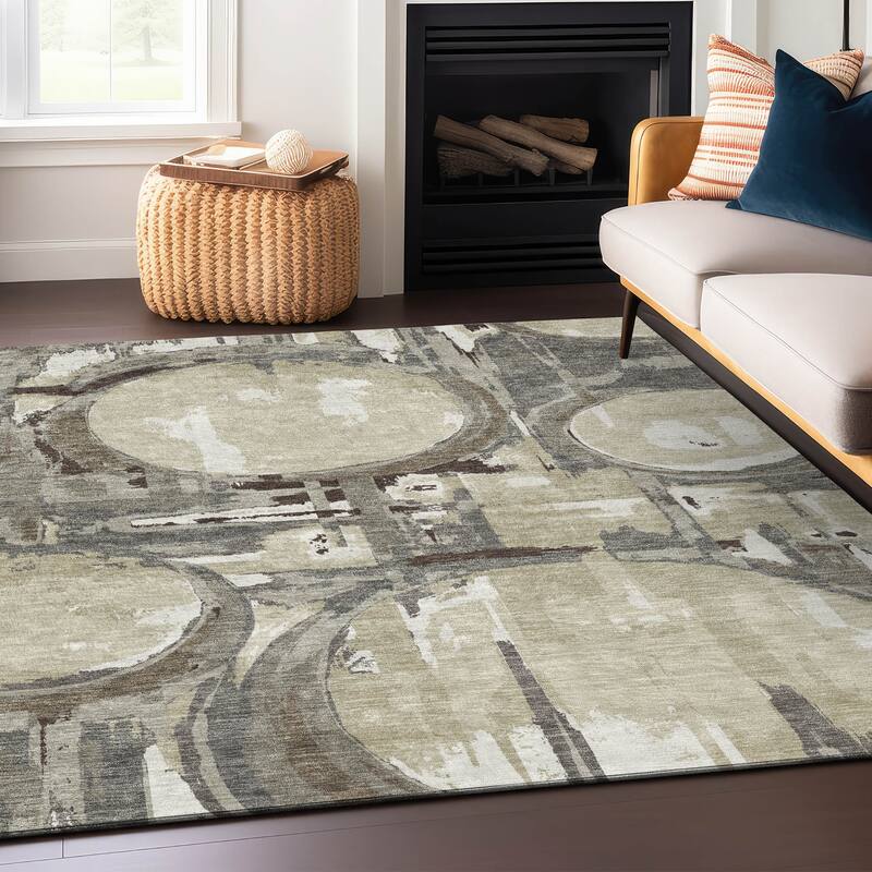 Machine Washable Indoor/ Outdoor Chantille Contemporary Abstract Rug