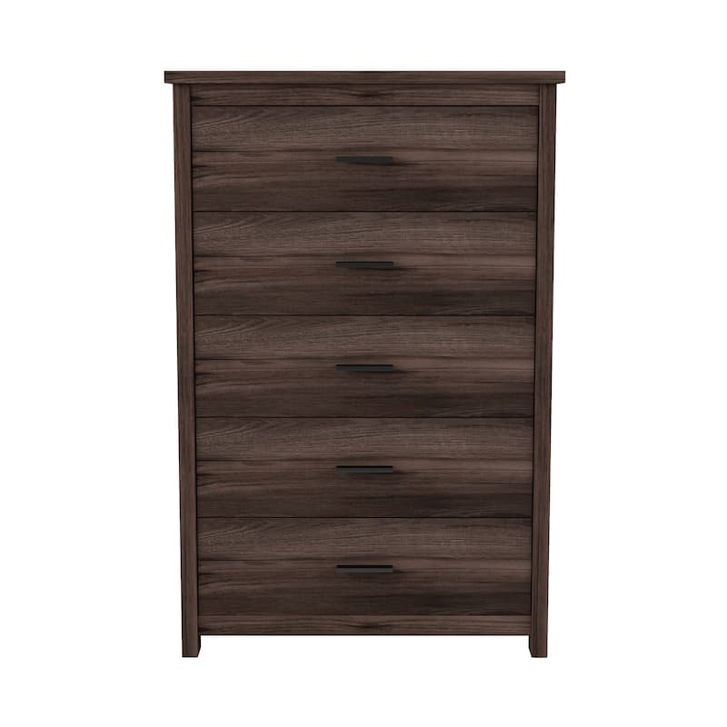 Wardrobe Dresser with 5 Drawer Modern Tall Chest of Drawers, Walnut - Walnut