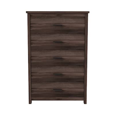 Wardrobe Dresser with 5 Drawer Modern Tall Chest of Drawers, Walnut
