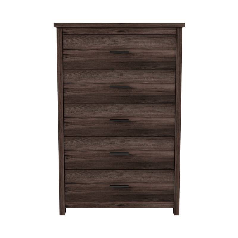 Wardrobe Walnut Wooden Dresser with 5 Drawer Decorative Furniture Modern Tall Chest of Drawers Showcase for Living Room, Bedroom