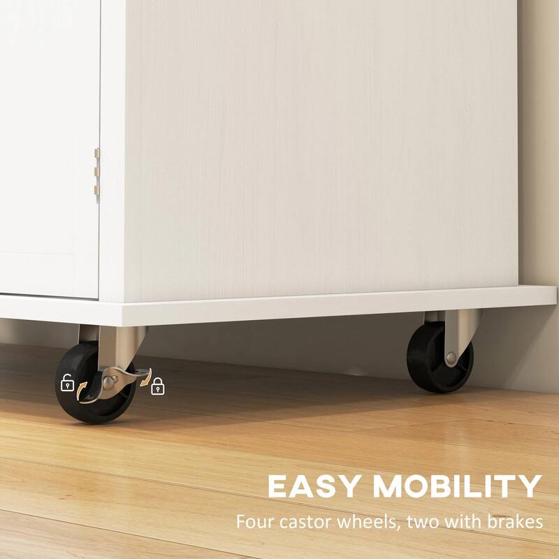 Modern Rolling Kitchen Island Cart with Spice Rack