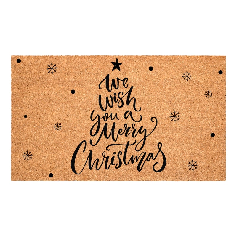 HomeRoots 17" X 29" Brown And Black Christmas Outdoor Coir Door Mat - 17.00' X '29.00