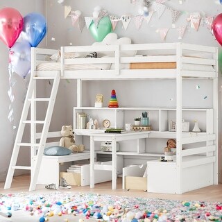 Twin Loft Bed with Desk & Storage