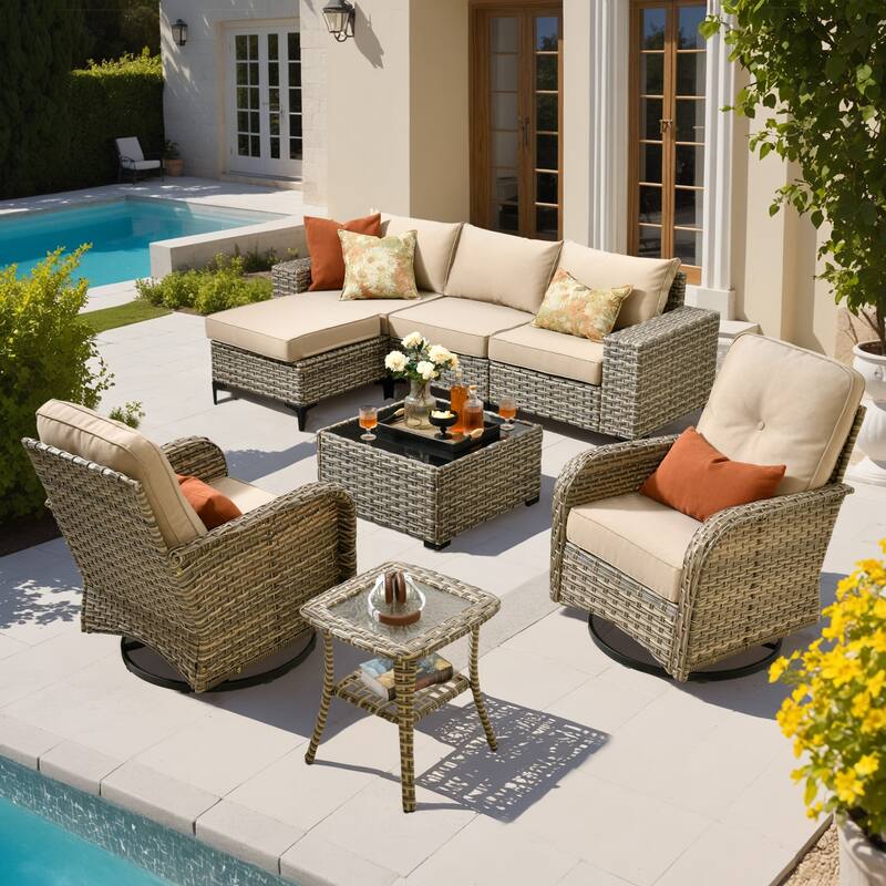 OVIOS 8-Piece Outdoor Chaise Lounge Sofa Set​