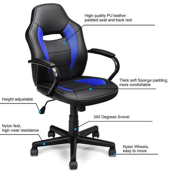 Shop Gymax Gaming Chair Mid Back Office Chair Racing Chair Swivel