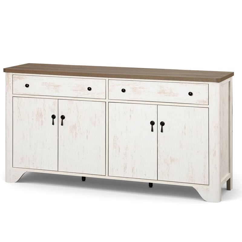 WAMPAT Farmhouse TV Stand with 2 Drawers for 65 inch TV.