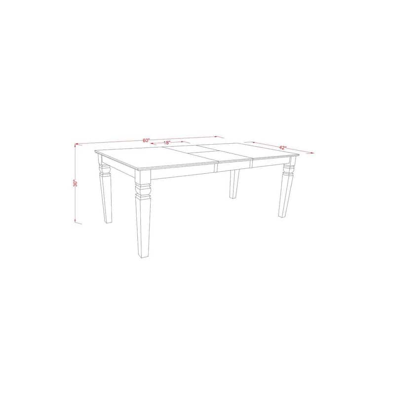 HomeStock 7-Pc Linen white Solid Wood Top-Rectangular Dining Room Set with Butterfly Leaf-Seats 4