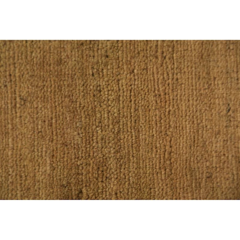 Solid Yellow Gold Modern Gabbeh Oriental Area Rug Handmade Wool Carpet - 4'9" x 6'5"