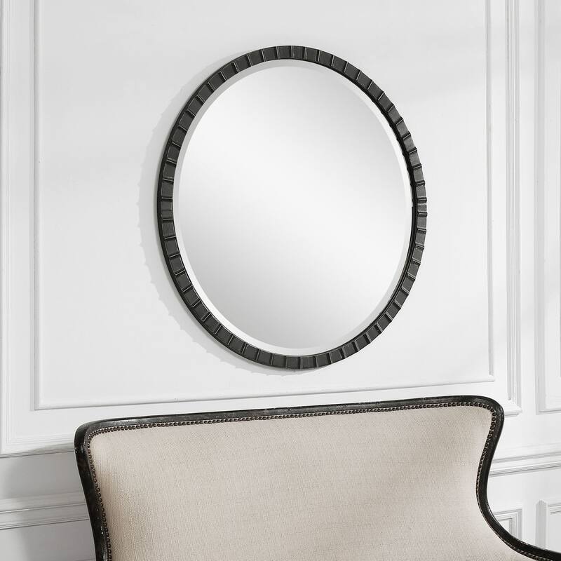 Uttermost Dandridge 34" Round Hand Forged Iron Frame Industrial Style