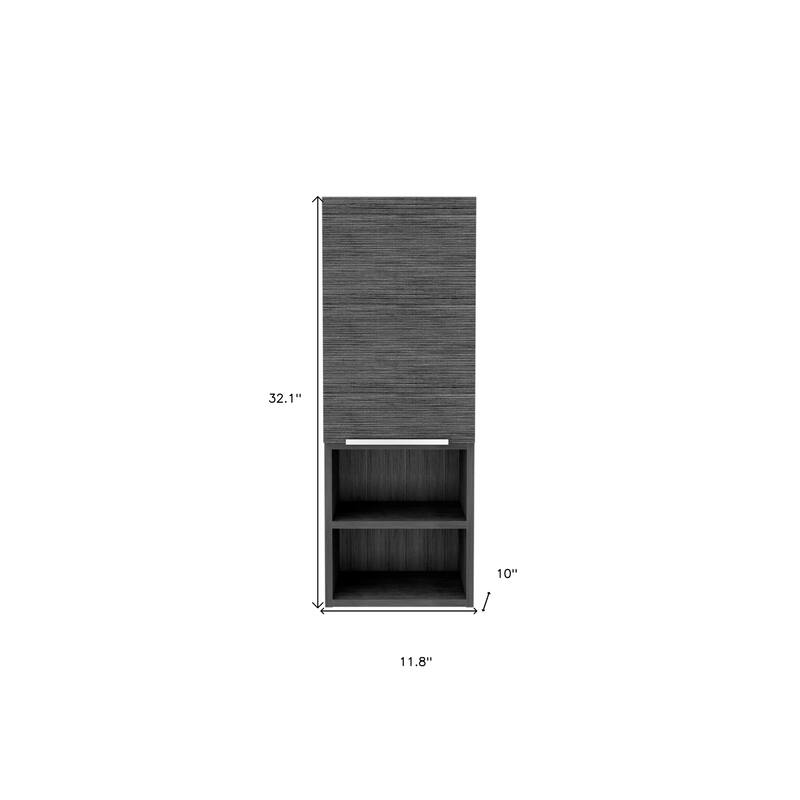 Grey Laminate Wood Accent Cabinet with Shelves and Wine Storage - 10" D x 11.8" W x 32.1" H