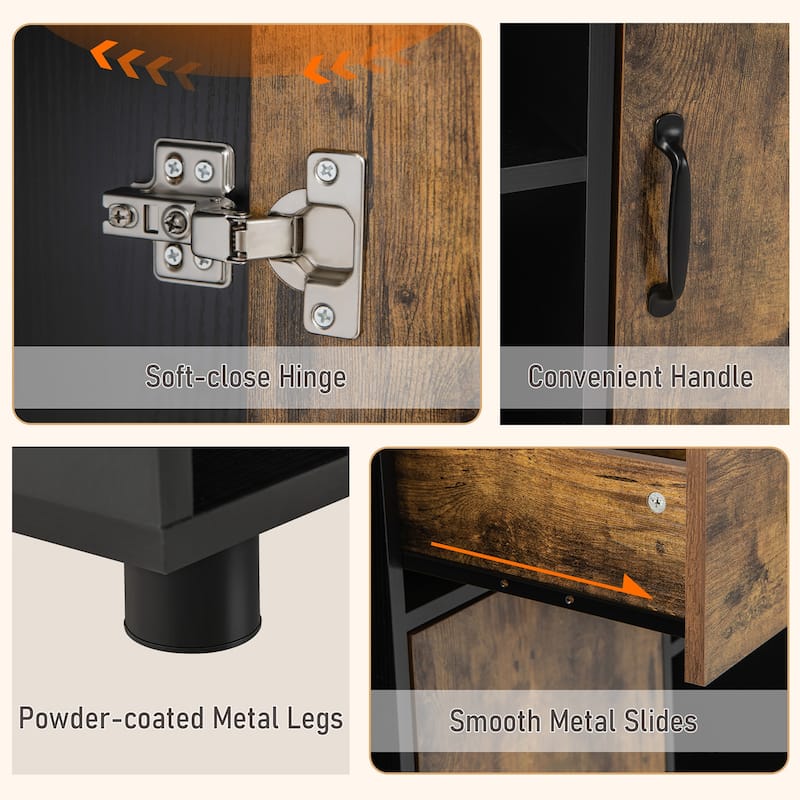 Costway Farmhouse Buffet Sideboard Coffee Bar File Cabinet Console - 48'' x 16'' x 31.5'' (L x W x H)
