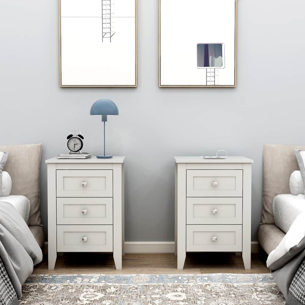 3-Drawer Nightstand with Charging Station,USB Ports and Power Outlets