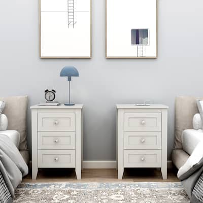 3 Drawer Nightstand with Charging Station and USB Ports & Power Outlets