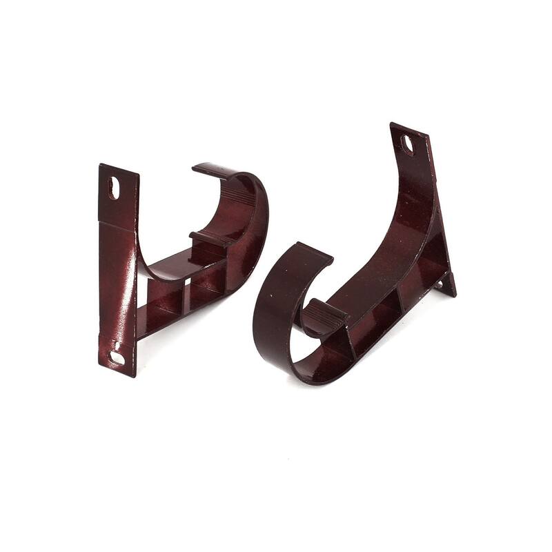 2pcs 3" Metal Single Hang Curtain Rod Holder Bracket Into Window Frame - Burgundy
