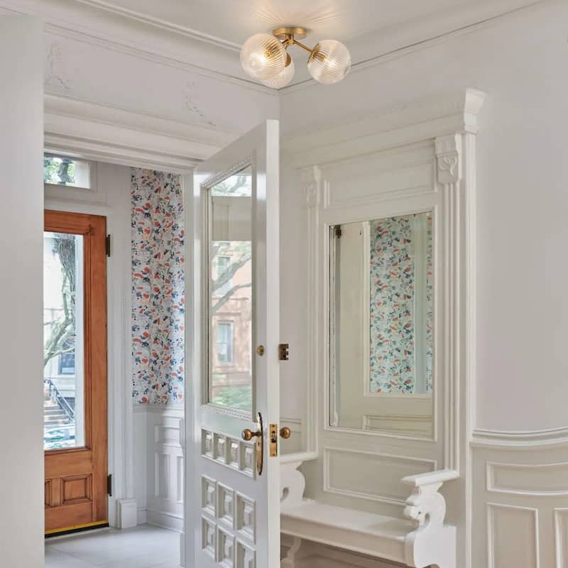 Modern 3-Light Semi Flush Mount With Opal Glass Shade