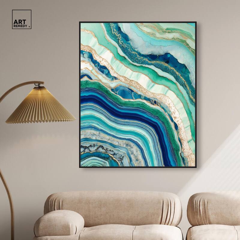 Blue Green Abstract Agate II Canvas by Art Remedy