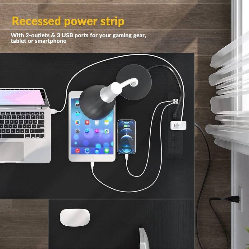 L Shaped Desk with USB Charging Port and Power Outlet